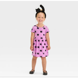Toddler Girl's Halloween Dress Purple with Black Cats NWT 3T